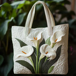 Bolso Artesanal Acolchado - Lirios Blancos