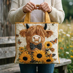 Bolso Acolchado - Vaca de las Tierras Altas con Girasoles